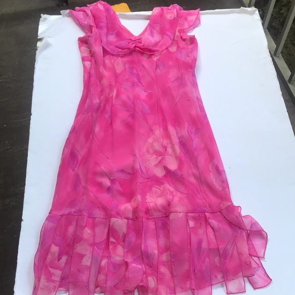 Vintage 90s Cap Sleeve Pink Midi Dress Rare Y2k Milkmaid Fairy Coquette Barbie M - Picture 7 of 17